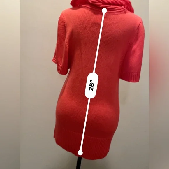 Design History Top Dress Women Size S Coral Soft Knit Cowl Neck Short Sleeves - Picture 11 of 13